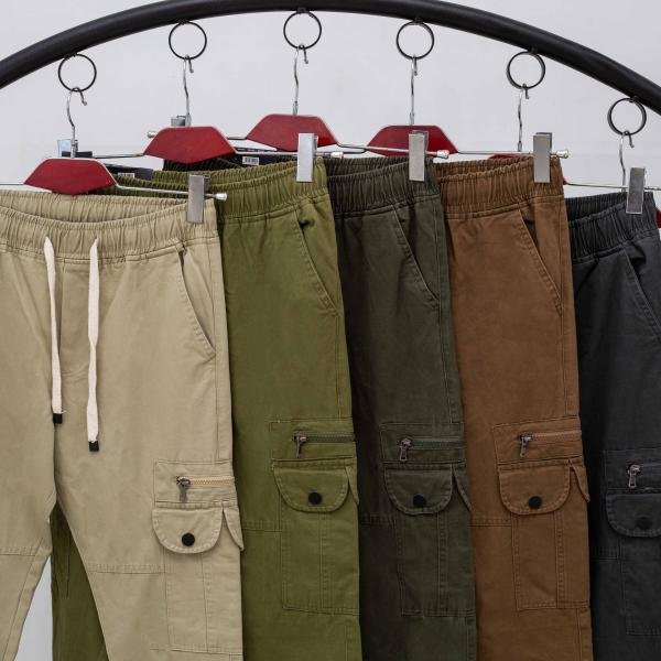بنطلون كارجو رجالي بجيوب جانبية وخامة ناعمة مطاطة من DH Wear