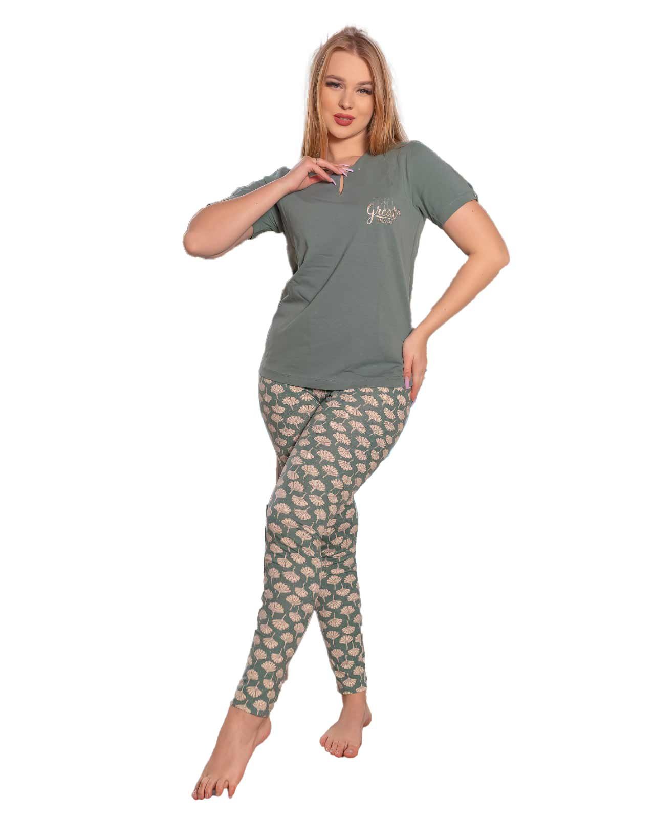 بيجامة صيفية للنساء والبنات نص كم كود K1410