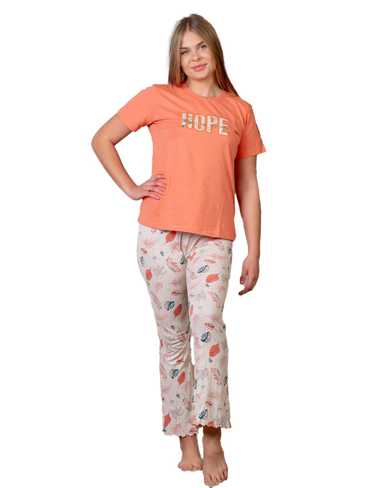 بيجامة صيفية للنساء والبنات نص كم كود K1387