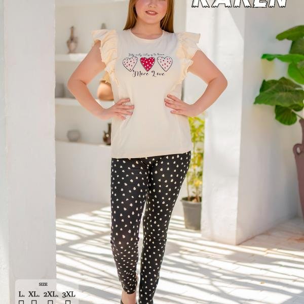 طقم بيجامة صيفي حريمي – قطن ناعمة بتصميم عصري، مريح للبيت من New Karen