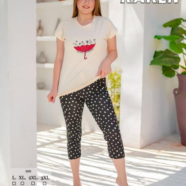 طقم بيجامة صيفي حريمي – قطن ناعمة بتصميم عصري، مريح للبيت من New Karen