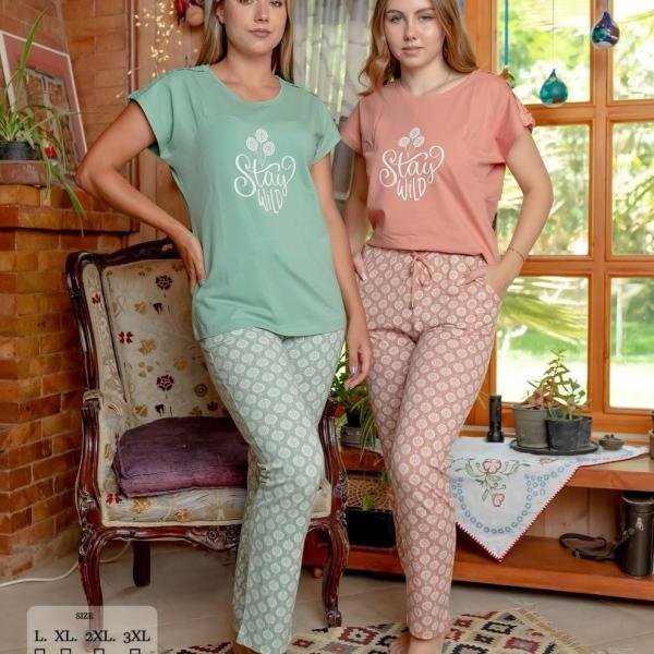 طقم بيجامة صيفي حريمي – قطن ناعمة بتصميم عصري، مريح للبيت من New Karen