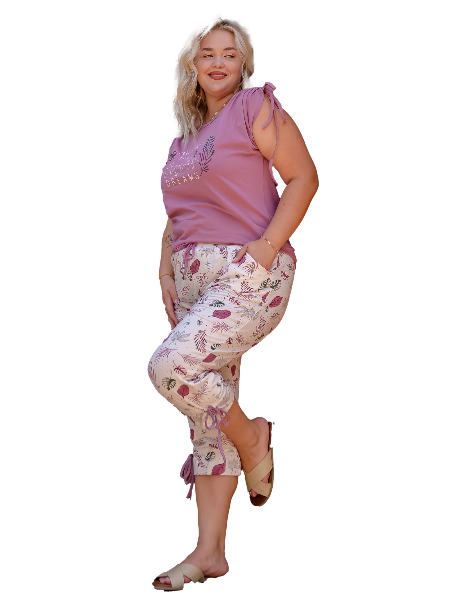 بيجامة صيفية للنساء والبنات نص كم كود K1386