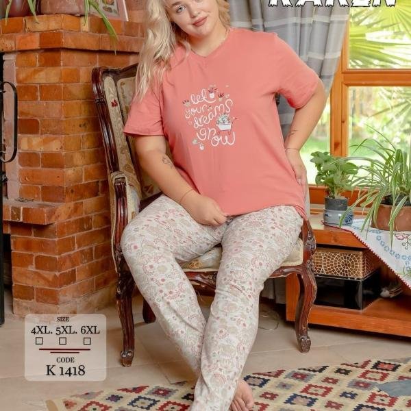 طقم بيجامة صيفي حريمي – قطن ناعمة بتصميم عصري، مريح للبيت من New Karen