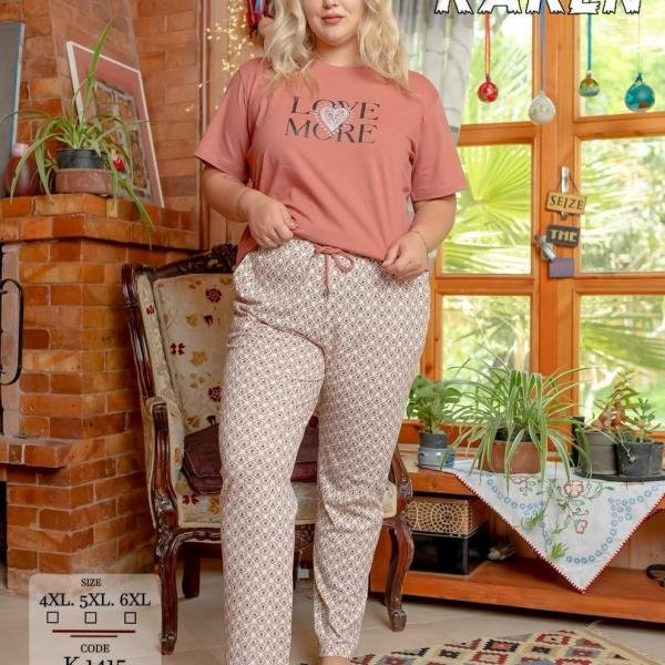 طقم بيجامة صيفي حريمي – قطن ناعمة بتصميم عصري، مريح للبيت من New Karen